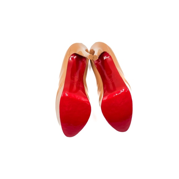 Christian Louboutin Biance 140 Patent Leather Beige Nude Platform Pumps EU 38 - Picture 9 of 10